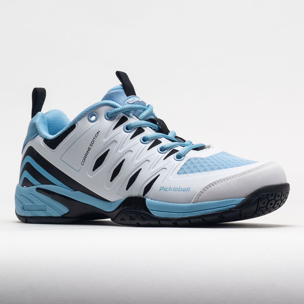 Acacia Corrine Carr Signature Edition pickleball shoe in Light Blue/Black/White, front view