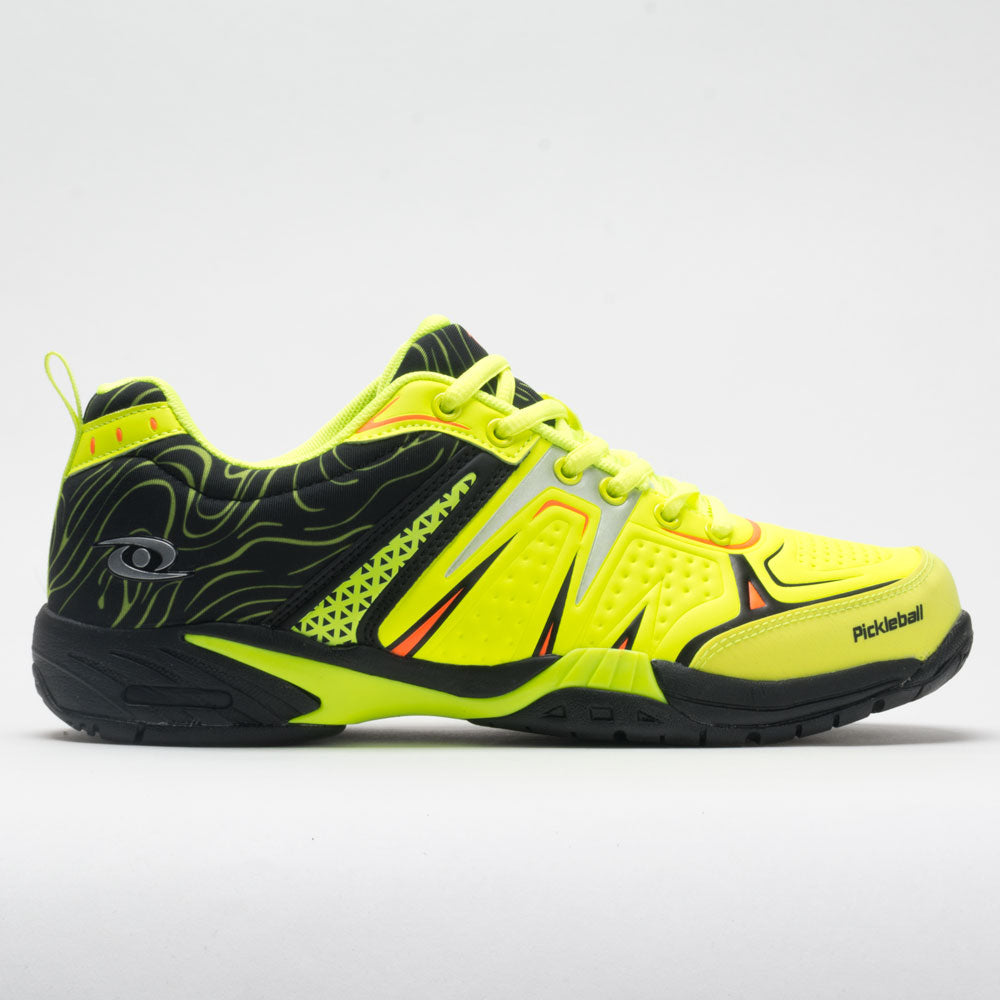 Acacia Dinkshot II Men's pickleball shoe in Lime/Black, side view