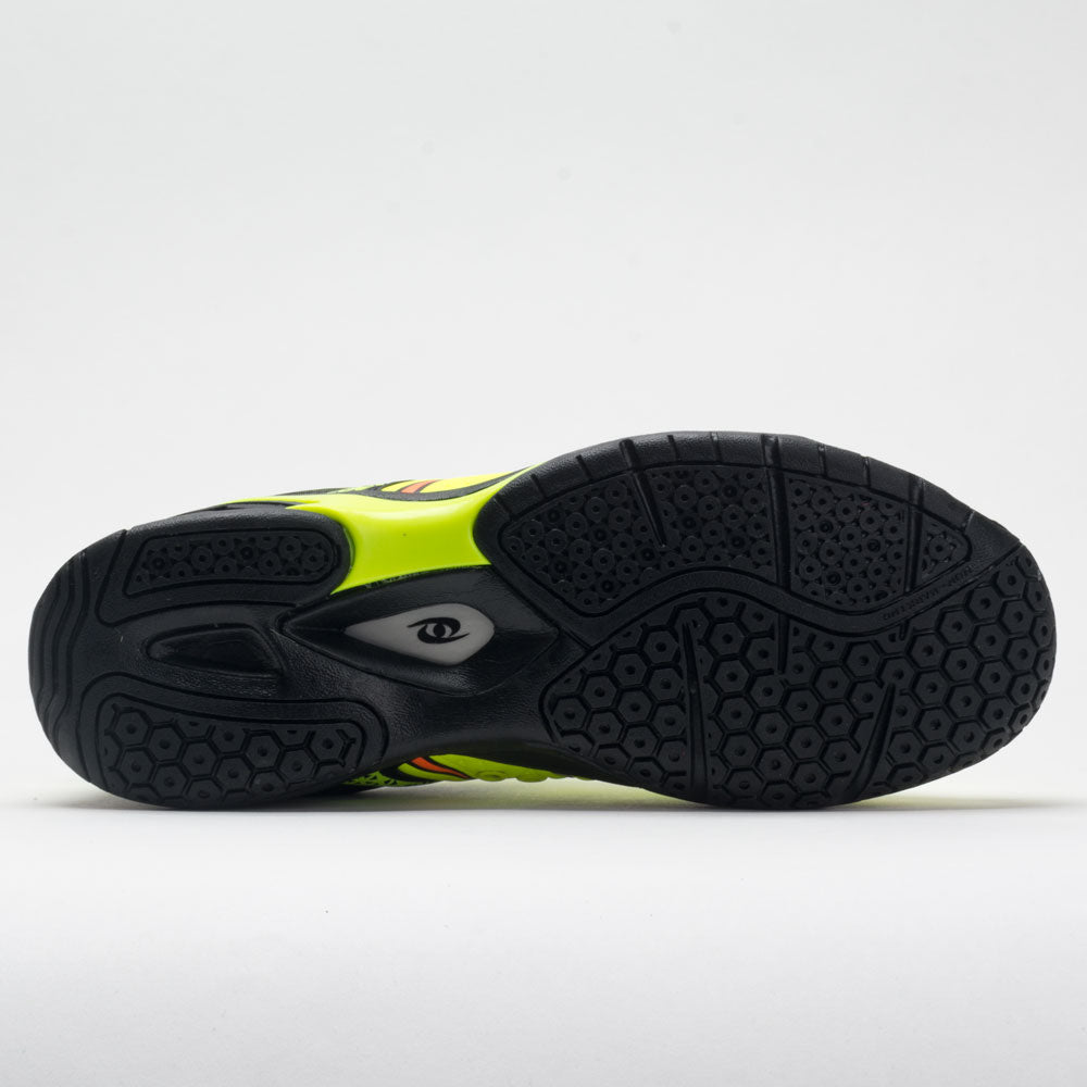 Acacia Dinkshot II Men's pickleball shoe in Lime/Black, heel view