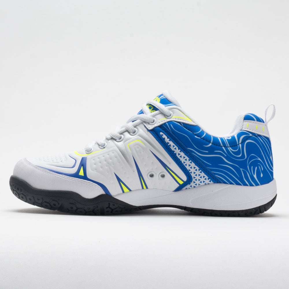 Acacia Dinkshot II Men's pickleball shoe in White/Royal, top view