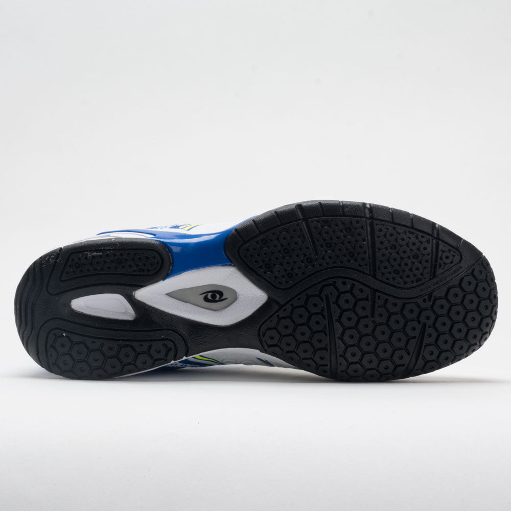 Acacia Dinkshot II Men's pickleball shoe in White/Royal, heel view