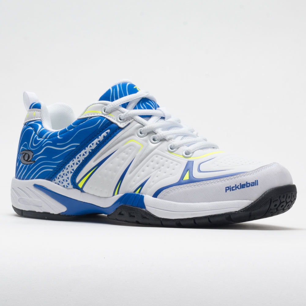 Acacia Dinkshot II Men's pickleball shoe in White/Royal, front view
